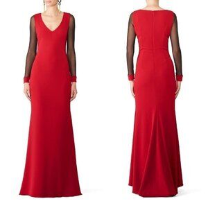 Badgley Mischka Ruby Illusion Sleeve Formal Gown $1190